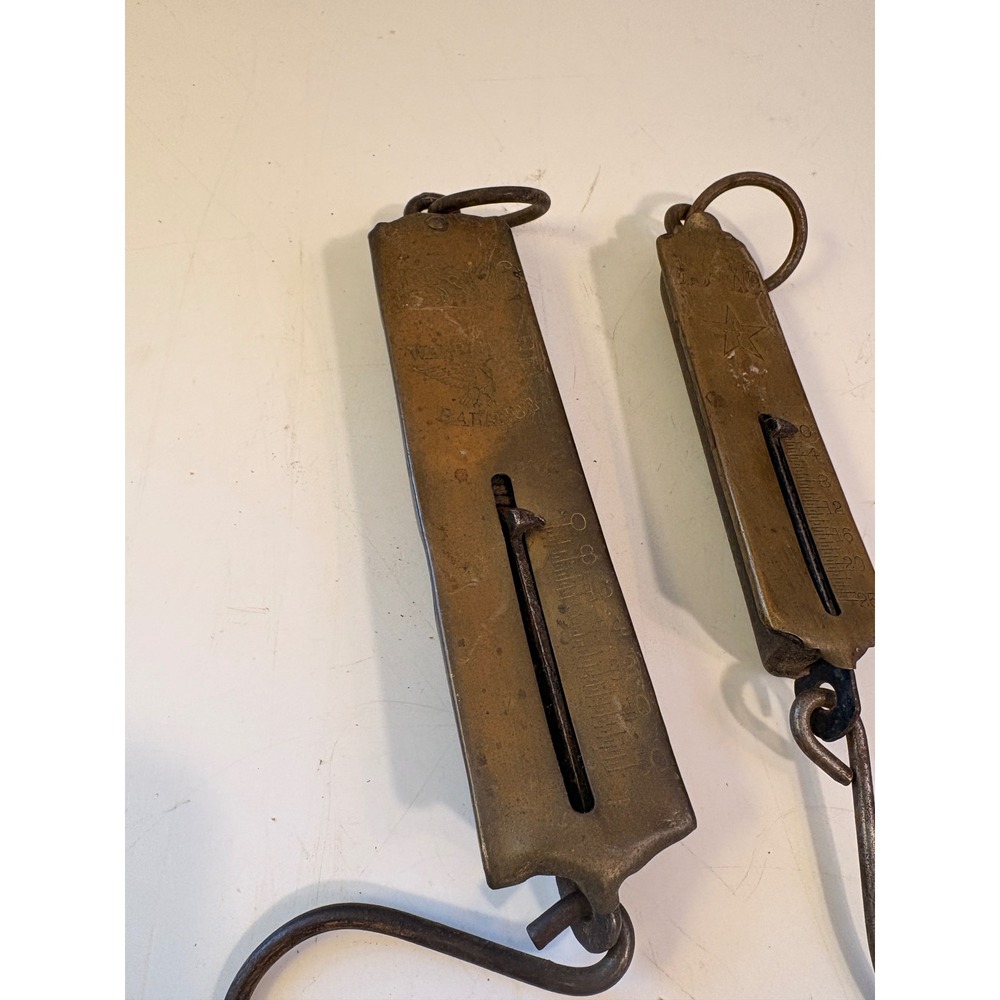 Vintage B&W Co Brass Spring Balance Scales Set of 2 Eagle Star Warranted Balance - Picture 8 of 8